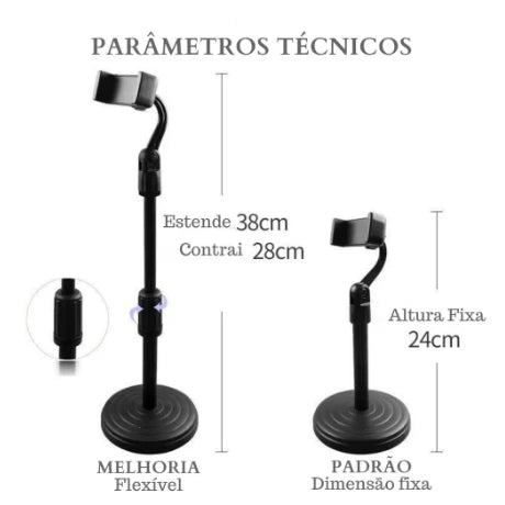 Suporte de celular de mesa dobrado, tamanho compacto