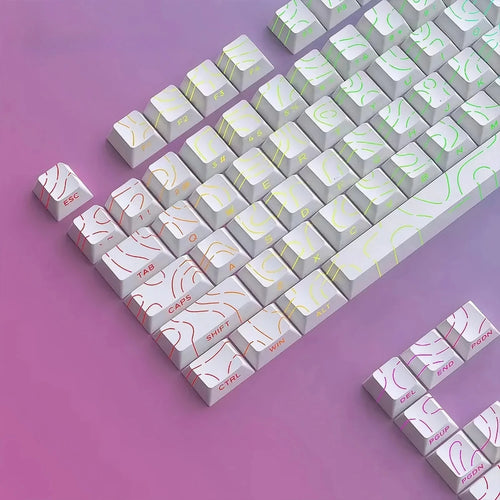 Keycaps PBT topográficas brancas em teclado mecânico